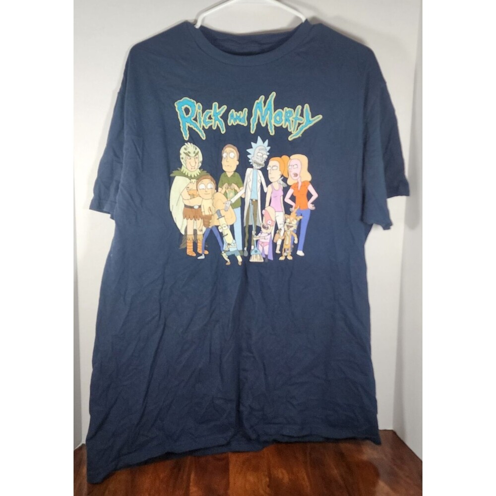 Rick And Morty Shirt Men's XL Blue Adult Swim Graphic Crew Neck Short Sleeve